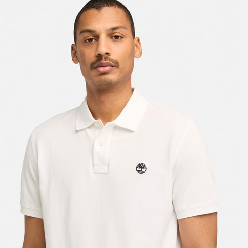 Timberland Mens Millers River Pique Short Sleeve Polo in White