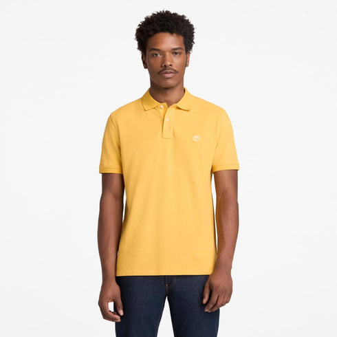 Timberland Mens Millers River Pique Short Sleeve Polo in Yellow