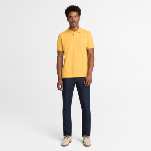 Timberland Mens Millers River Pique Short Sleeve Polo in Yellow