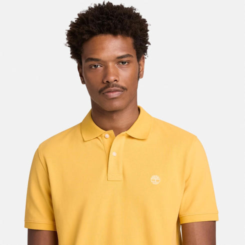 Timberland Mens Millers River Pique Short Sleeve Polo in Yellow