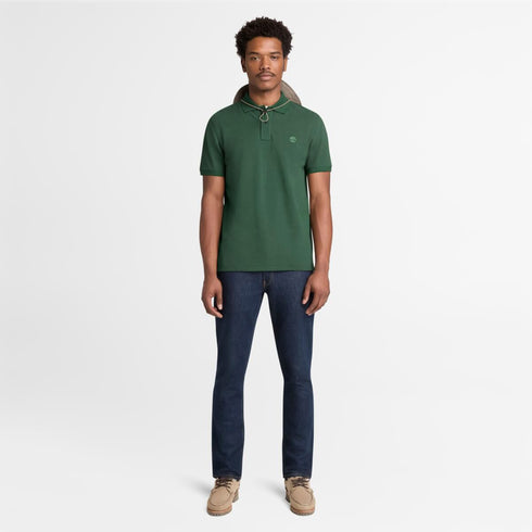 Timberland Mens Millers River Pique Short Sleeve Polo in Green