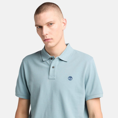 Timberland Mens Millers River Pique Short Sleeve Polo in Blue