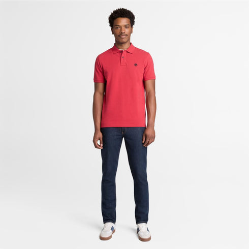 Timberland Mens Millers River Pique Short Sleeve Polo in Red