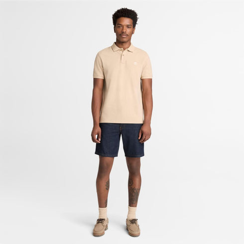 Timberland Mens Millers River Pique Short Sleeve Polo in Beige