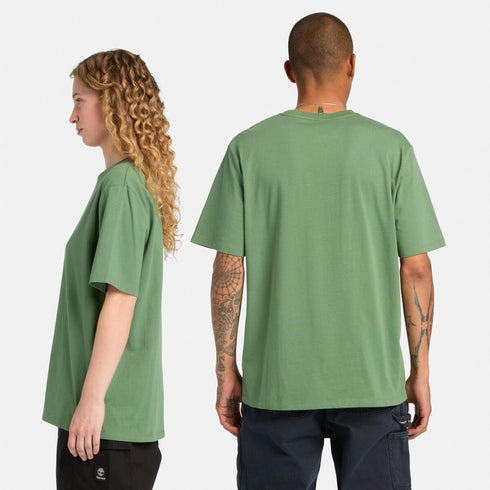 Timberland Mens Print Stack Logo Short Sleeve Tee in Green