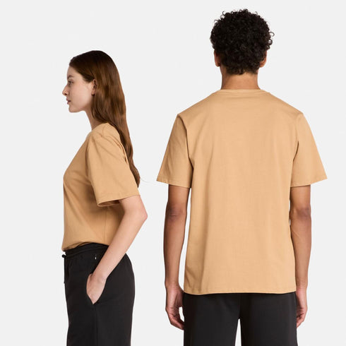 Timberland Mens Print Stack Logo Short Sleeve Tee in Brown