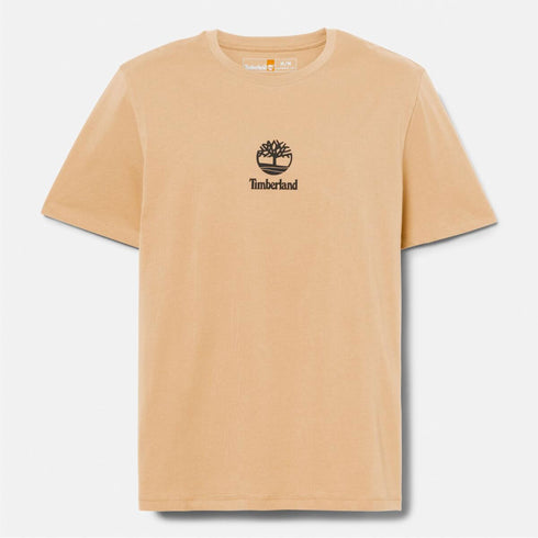 Timberland Mens Print Stack Logo Short Sleeve Tee in Brown