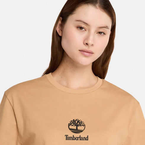 Timberland Mens Print Stack Logo Short Sleeve Tee in Brown